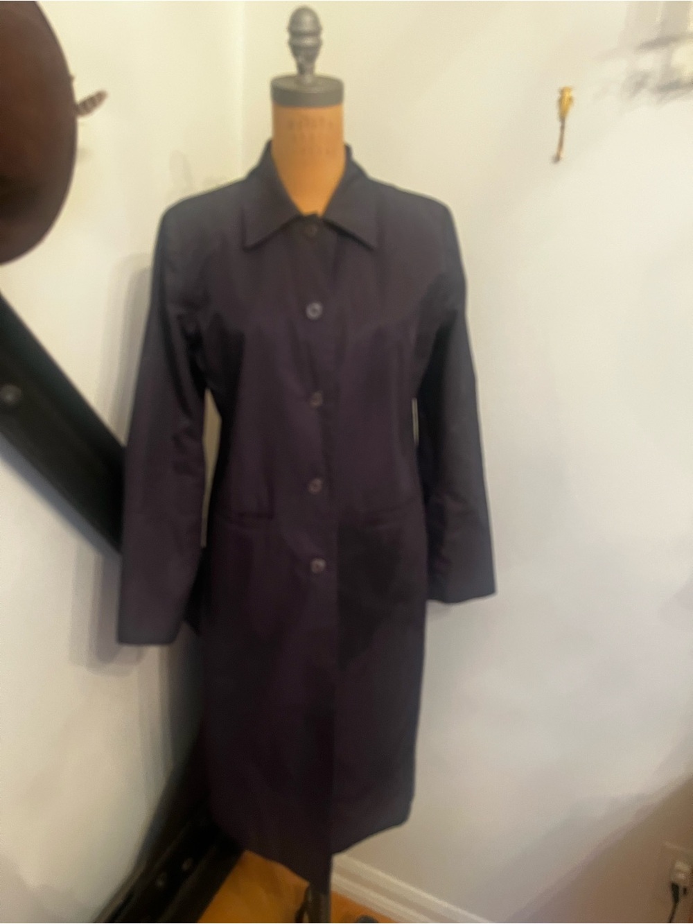 More & More Women's Navy Single-Breasted Trench Coat